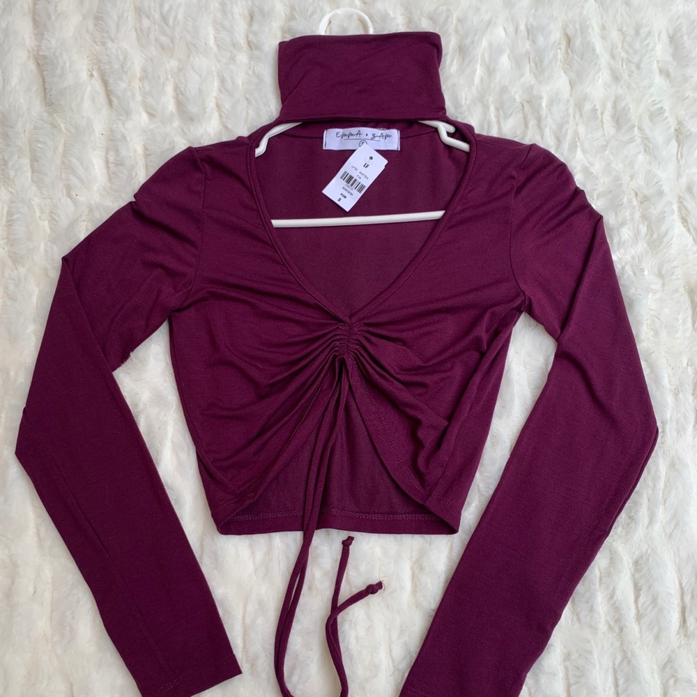 Emma & Sam Plum Cinched Front Long Sleeve Tee